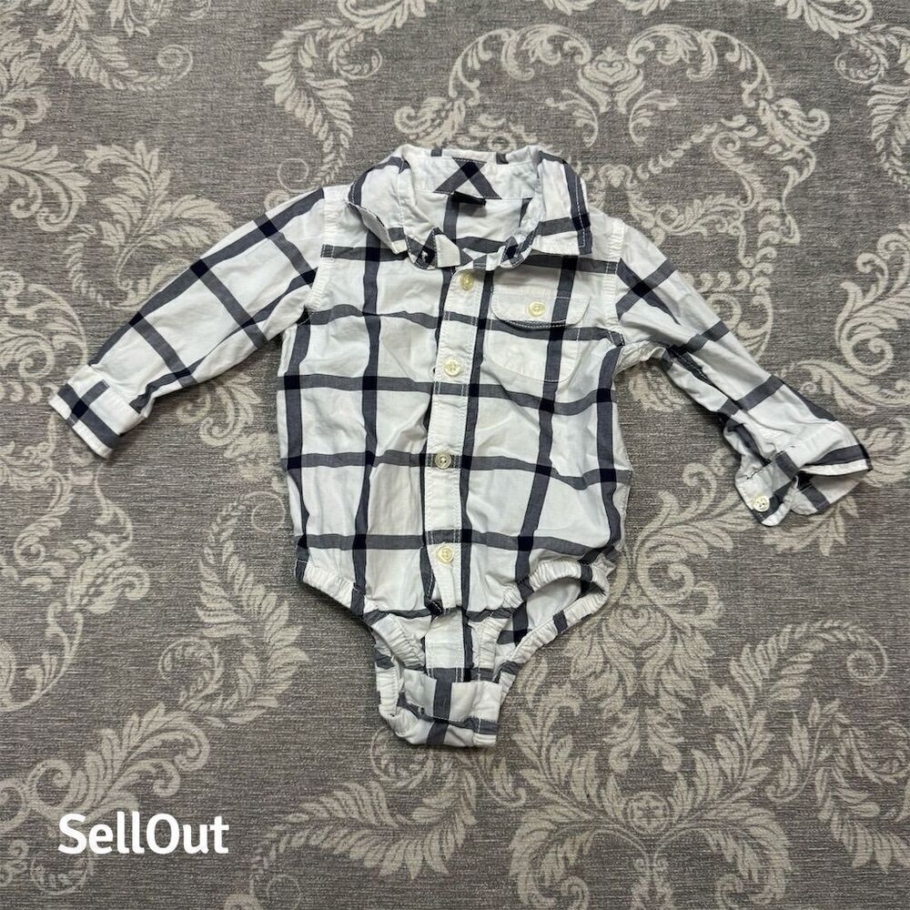 BabyGap Unisex Plaid Long Sleeve Onesie Black